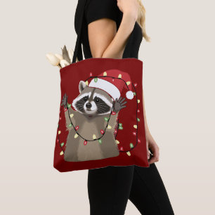 Tote Bag Amoureux du raton laveur Lumières de Noël Animal C