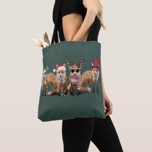 Tote Bag Amoureux du renard de Noël Famille Animal Fêtes de