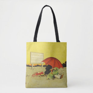 Tote Bag Amoureux parasol vintage plage