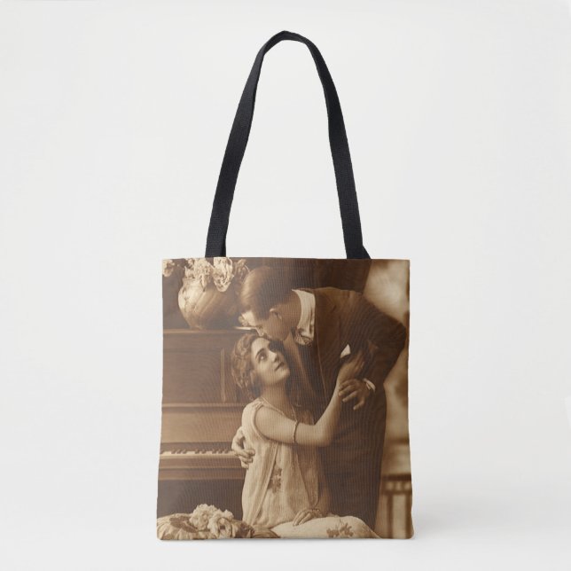 Tote Bag Amoureux vintages, Amour Romantique Musique romant (Devant)