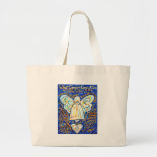 Tote Bag & bleu ; Angle de cancer de l'or - Grand