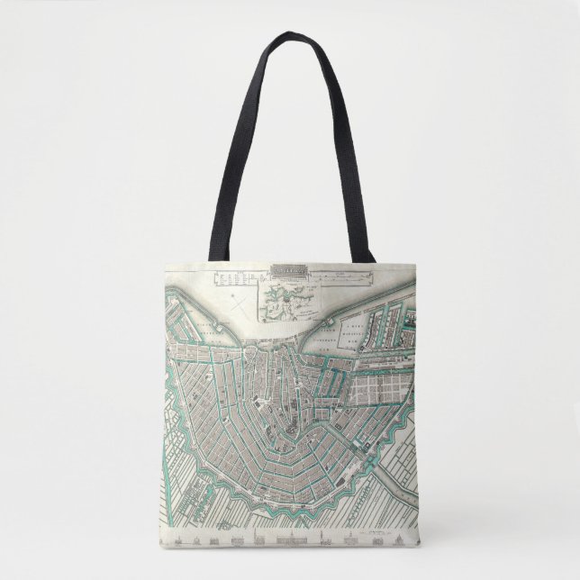 Tote Bag Amsterdam, La Pays-Bas ・ Plan Ville Antique (Devant)