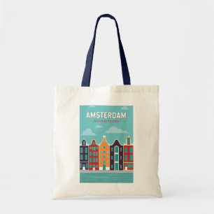 Tote Bag Amsterdam Pays-Bas Travel Art Vintage