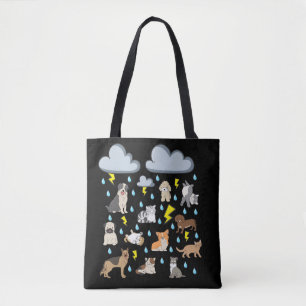 Tote Bag Amusant Anglais Idiom Pluie Chats et Chiens Chiens