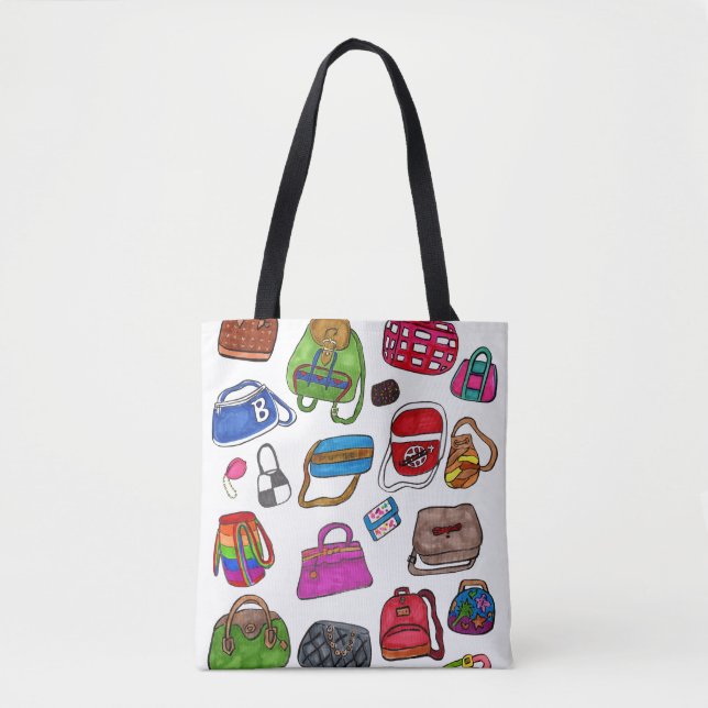 Tote Bag Amusant Cute Illustré Purse Motif Art Design (Devant)