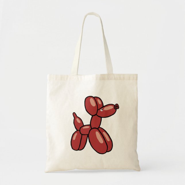 Tote Bag Amusant, dessin de chien de ballon rouge (Devant)