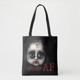 Tote Bag Amusant Éffrayant AF Déplaisant Goth Doll Face Hal