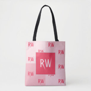 Tote Bag Amusant Élégant Monogramme Doux Rose Rose Dusty Ro
