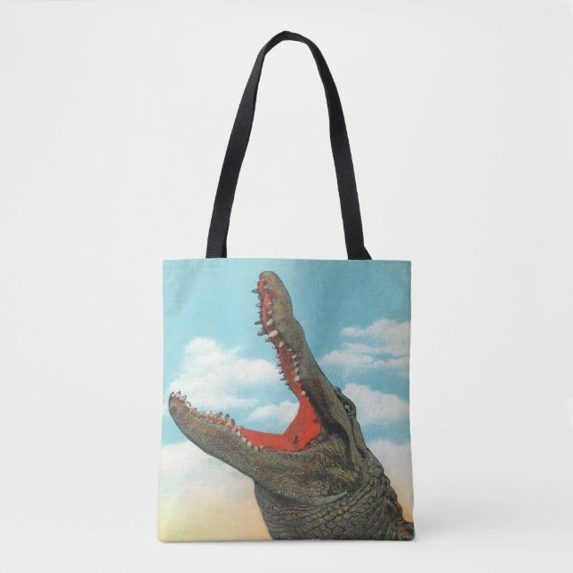 Tote Bag Amusant fou Alligator Chomp Épaule Fourre-tout (Devant)