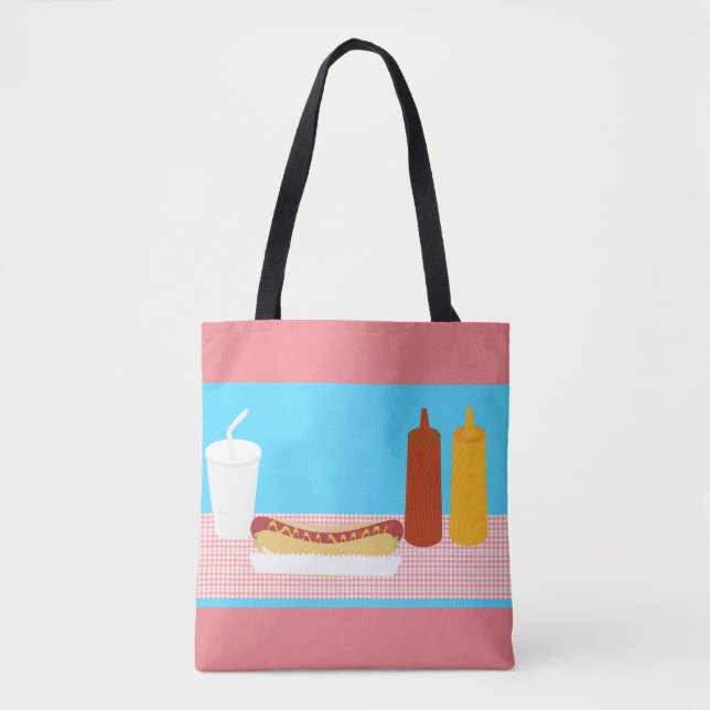 Tote Bag Amusant Hot Dog Lunch Illustration Design Art (Devant)