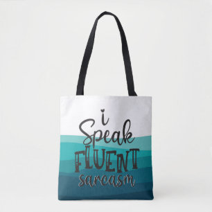Tote Bag Amusant Je parle couramment sarcasme ondes bleues