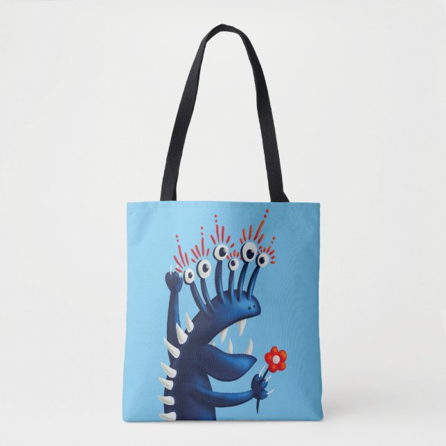 Tote Bag Amusant Monster Flower Blue (Devant)