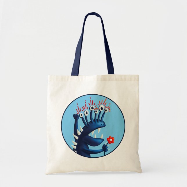 Tote Bag Amusant Monster Flower Blue (Devant)