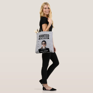 Tote Bag Amusant Mugshot Recherché Personnalisé Nom et Post