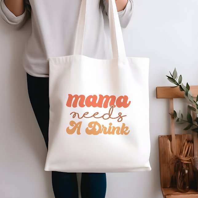Tote Bag Amusant orange et jaune maman a besoin d'un verre (Créateur téléchargé)