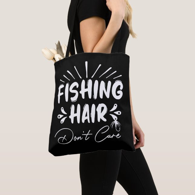 Tote Bag Amusant pêcheur, les cheveux de pêche s'en fiche (De près)