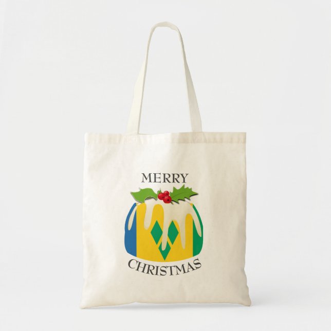 Tote Bag Amusant | Pudding de Noël | LE DRAPEAU ST VINCENT (Devant)