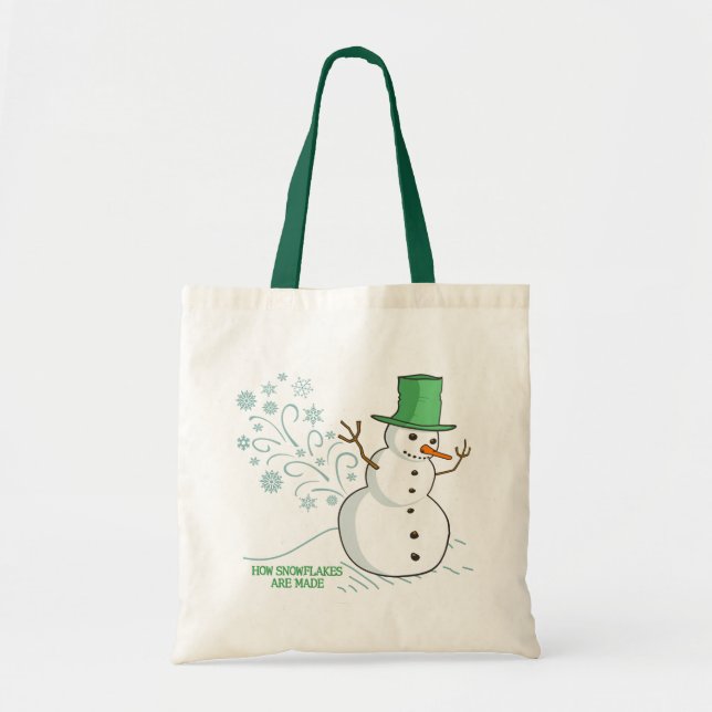 Tote Bag Amusant Snowman Farts Snowflakes (Devant)