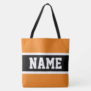 Tote Bag Amusant Sportif Gras Orange Noir Rayures Votre Tex