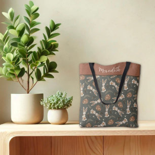 Tote Bag Amusants Easter Bunny Egg Folg Motif Personnalisé 