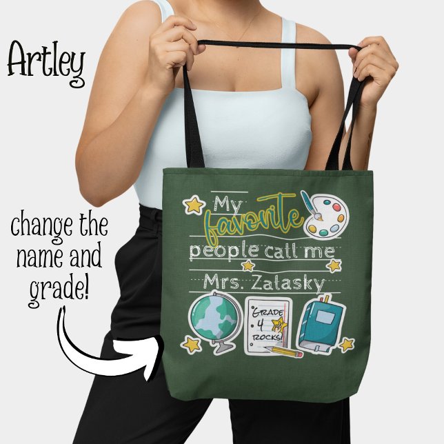 Tote Bag Amusants Enseignant élémentaire Nom cadeau Grade (Créateur téléchargé)