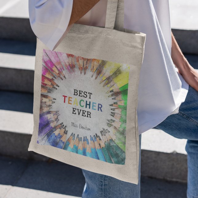 Tote Bag Amusants Meilleur Enseignant Toujours Enseignants  (Créateur téléchargé)