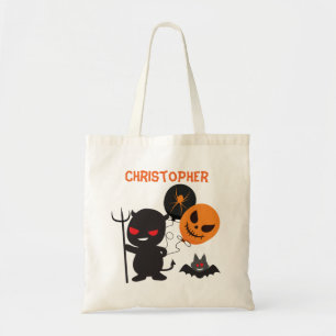 Tote Bag Amusants Petit Diable et Ballons Bonbons d'Hallowe