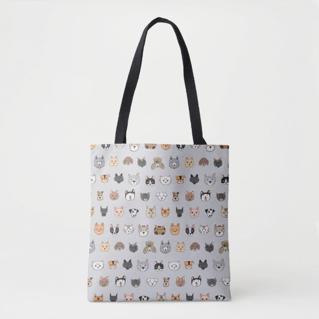 Tote Bag Amusement animal : Chiens de chats Doodle Mix (Devant)