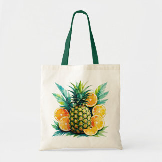 Tote Bag Ananas & Agrumes à l'aquarelle | Totem de fruits t