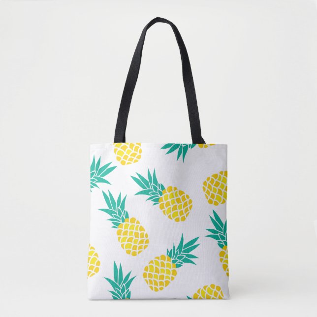 Tote Bag Ananas Exotiques : Jaune Délice. (Devant)