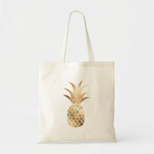 Tote Bag Ananas, Faux Gold+Collage