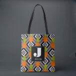 Tote Bag Ananas géométriques | Monogramme<br><div class="desc">Fruit tropical |motif d'ananas tropicaux sur un arrière - plan géométrique. © et ® Bigstock® - Tous droits réservés.</div>