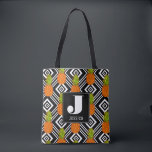 Tote Bag Ananas géométriques | Monogramme<br><div class="desc">Fruit tropical |motif d'ananas tropicaux sur un arrière - plan géométrique. © et ® Bigstock® - Tous droits réservés.</div>