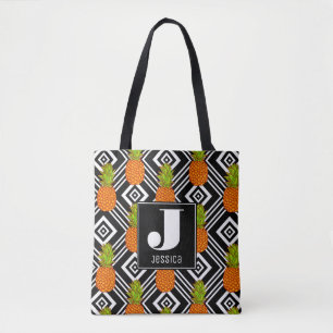 Tote Bag Ananas géométriques   Monogramme
