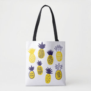 Tote Bag Ananas minimalistes, design abstrait coloré.