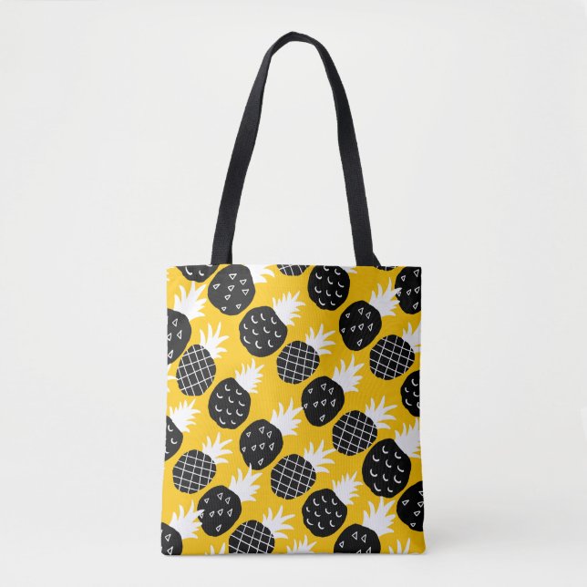Tote Bag Ananas noir (Devant)