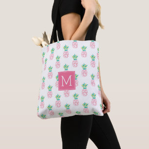 Tote Bag Ananas rose Monogramme