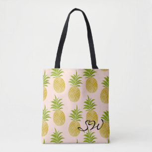 Tote Bag Ananas snob Fourre-tout décoré d'un monogramme
