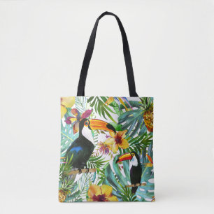 Tote Bag Ananas tropical de paume de paradis de toucan
