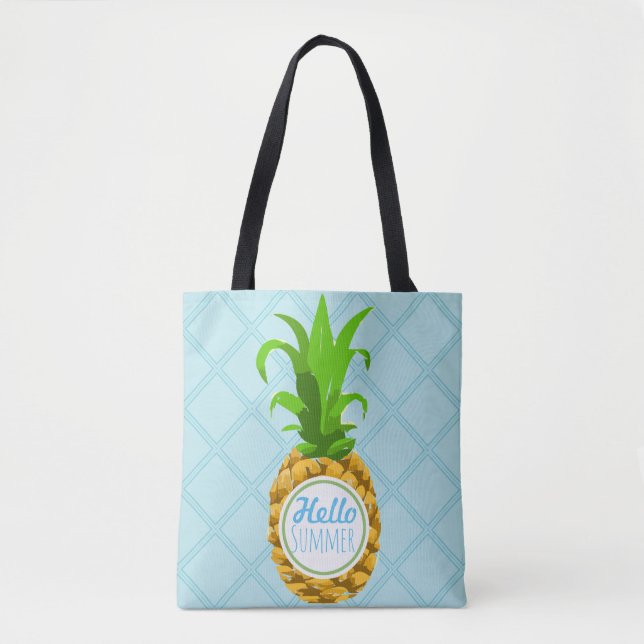 Tote Bag Ananas Tropical tendance Bonjour été (Devant)