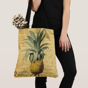 Tote Bag Ananas Vintage et Calligraphie Magnifique