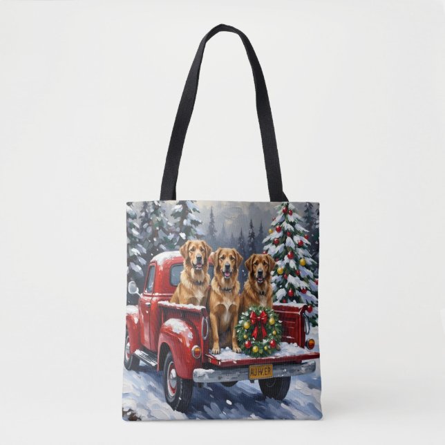 Tote Bag Anatolian Shepherd Dog Christmas Red Truck Holiday (Devant)