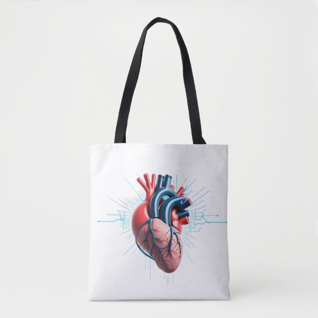 Tote Bag Anatomical Heart – Artistic Medical Illustration  (Devant)