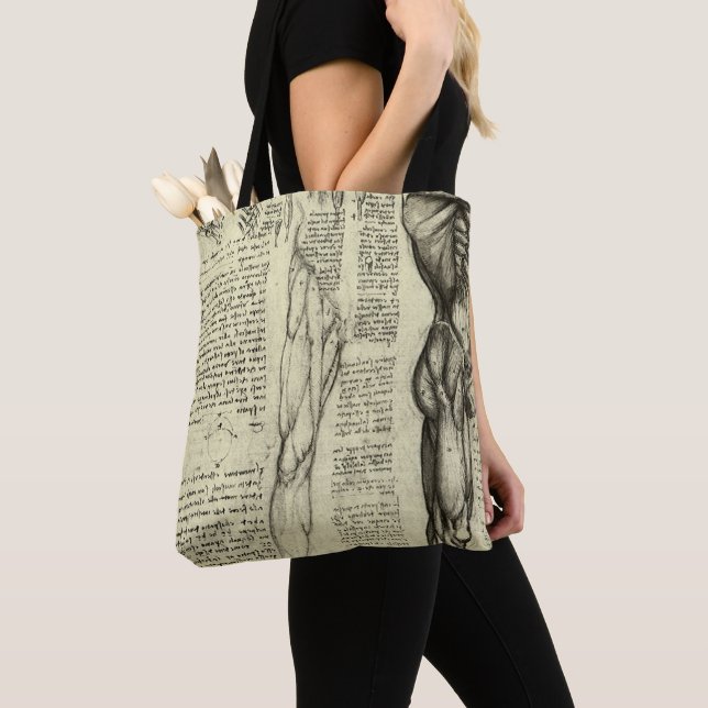 Tote Bag Anatomie humaine masculine de Léonard de Vinci : m (De près)