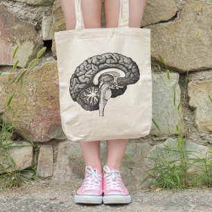 Tote Bag Anatomie médicale vintage illustration cerveau hum
