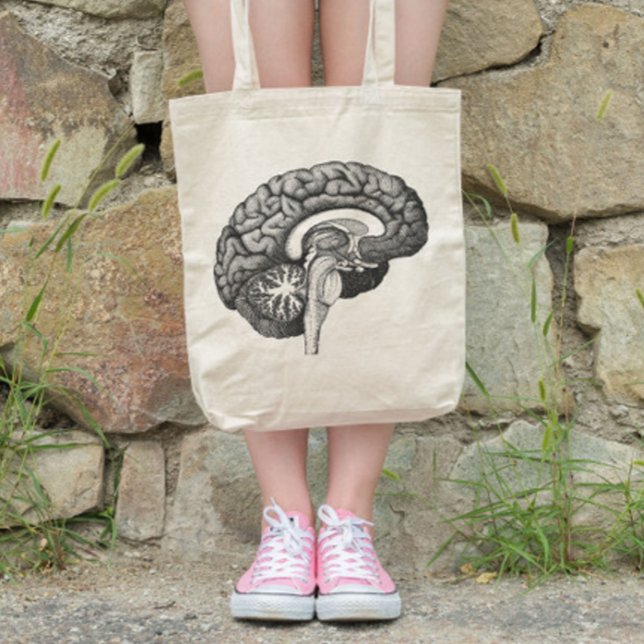 Tote Bag Anatomie médicale vintage illustration cerveau hum (Créateur téléchargé)