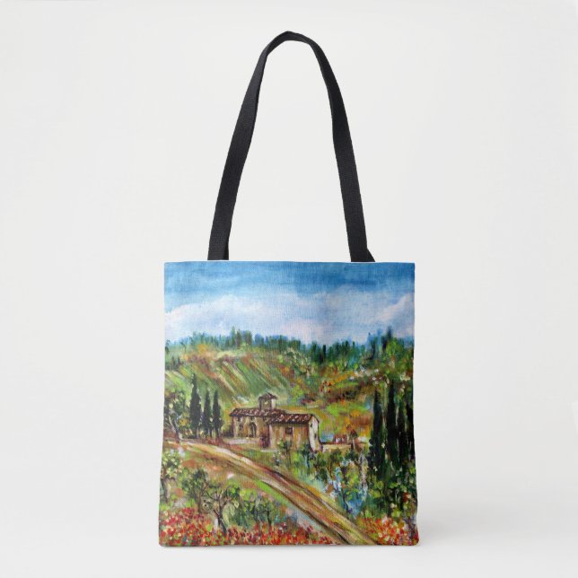 TOTE BAG ANCIENNE FERME EN PAYSAGE TOSCANE (Devant)