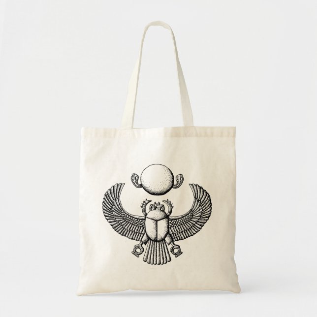 Tote Bag Ancient Egyptian Scarab Black and White (Devant)