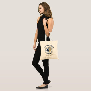Tote Bag Ancrage de bateau nautique bleu et or