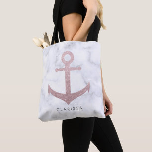 Tote Bag Ancrage de parties scintillant en or rose classiqu